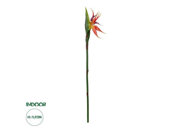 GloboStar® Artificial Garden ORANGE STELIZIA BRANCH 21399 Τεχνητό Διακοσμητικό Κλαδί  Πορτοκαλί Στρελίτζια Y82cm