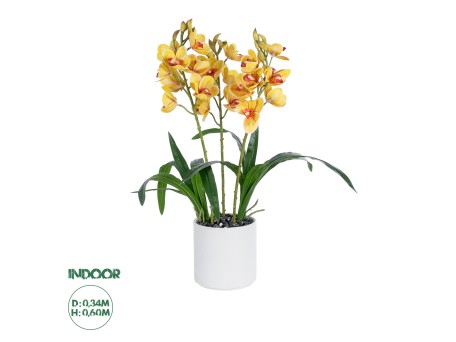 GloboStar® Artificial Garden YELLOW CHERRY CUMBIDIUM 21401 Διακοσμητικό Φυτό Κίτρινο Κυμβίδιο Υ60cm