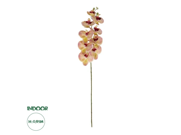 GloboStar® Artificial Garden PING SALMON ORCHID BRANCH 21405 Τεχνητό Διακοσμητικό Κλαδί  Ροζ Ορχιδέα Y95cm