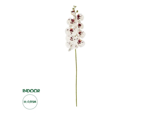 GloboStar® Artificial Garden WHITE ORCHID BRANCH 21406 Τεχνητό Διακοσμητικό Κλαδί Λευκή Ορχιδέα Y95cm
