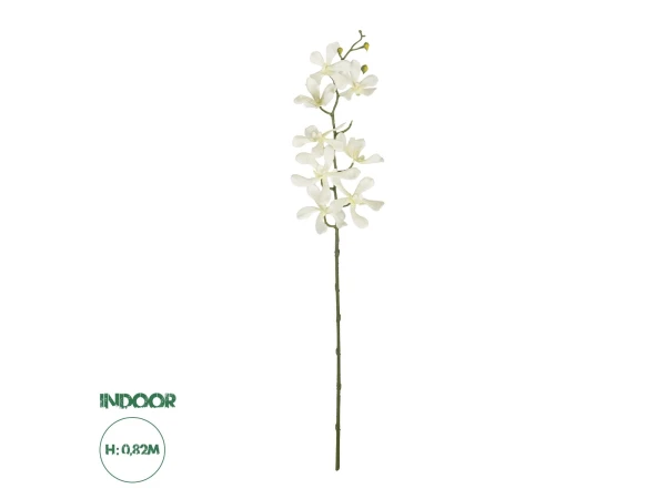 GloboStar® Artificial Garden WHITE VANDA ORCHID BRANCH 21409 Τεχνητό Διακοσμητικό Κλαδί Λευκή Ορχιδέα Y82cm
