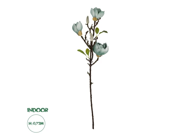 GloboStar® Artificial Garden BLUE MAGNOLIA BRANCH 21418 Τεχνητό Διακοσμητικό Κλαδί Μπλε Μανόλια Y72cm