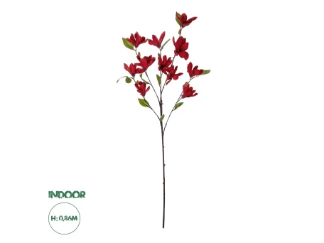 GloboStar® Artificial Garden RED MAGNOLIA BRANCH 21422 Τεχνητό Διακοσμητικό Κλαδί Κόκκινη Μανόλια Y86cm