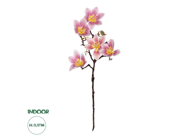 GloboStar® Artificial Garden PING MAGNOLIA BRANCH 21424 Τεχνητό Διακοσμητικό Κλαδί Ροζ Μανόλια Y57cm