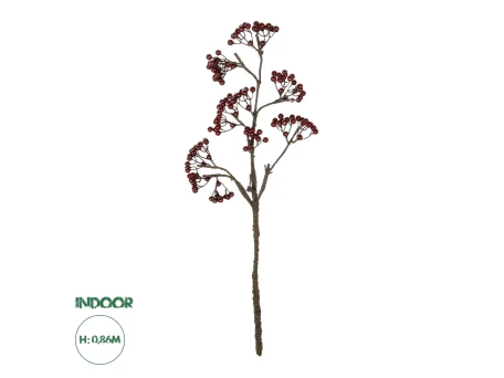 GloboStar® Artificial Garden RED HOLLY BERRIES FRUIT BRANCH 21427 Τεχνητό Διακοσμητικό Κλαδί Κόκκινο Γκί Y86cm