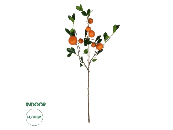 GloboStar® Artificial Garden ORANGE FRUIT BRANCH 21435 Τεχνητό Διακοσμητικό Κλαδί Πορτακαλιά Y83cm