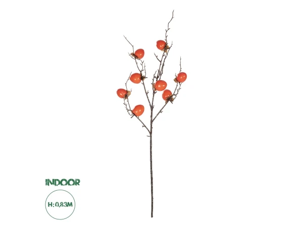 GloboStar® Artificial Garden ORANGE PERSIMMON FRUIT BRANCH 21438 Τεχνητό Διακοσμητικό Πορτοκαλί Κλαδί Λωτός Y83cm
