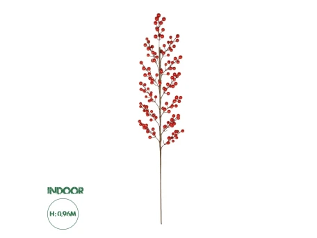 GloboStar® Artificial Garden RED BERRIES FRUIT BRANCH 21440 Τεχνητό Διακοσμητικό Κλαδί Κόκκινο Γκί Y96cm