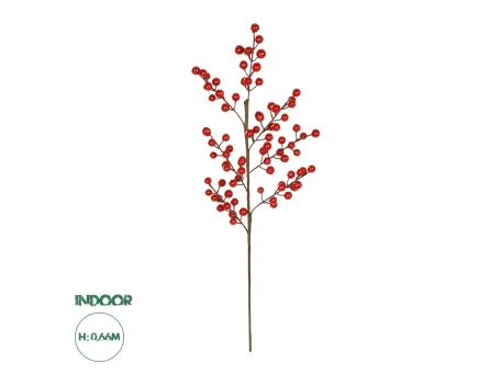 GloboStar® Artificial Garden RED BERRIES FRUIT BRANCH 21441 Τεχνητό Διακοσμητικό Κλαδί Κόκκινο Γκί Y66cm