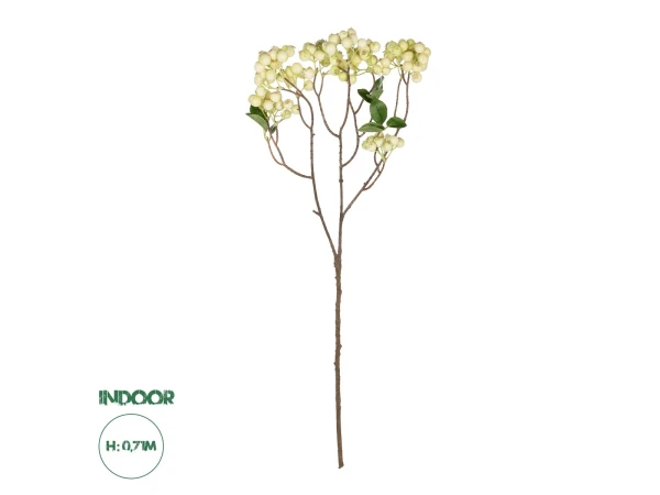 GloboStar® Artificial Garden WHITE BERRIES FRUIT BRANCH 21446 Τεχνητό Διακοσμητικό Κλαδί Λευκό Γκί Y71cm
