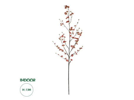 GloboStar® Artificial Garden RED CHERRY BLOSSOM BRANCH 21455 Τεχνητό Διακοσμητικό Κλαδί Κόκκινης Κερασίας Y110cm
