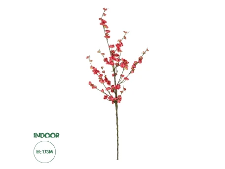 GloboStar® Artificial Garden CHINESE RED PLUM BLOSSOM BRANCH 21459 Τεχνητό Διακοσμητικό Κλαδί Κόκκινης Κερασίας Y113cm