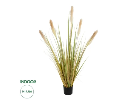 GloboStar® Artificial Garden PAMPAS GRASS 21478 Τεχνητό Διακοσμητικό Φυτό Μπεζ & Πράσινο Πάμπας Μ90 x Π40 x Υ150cm