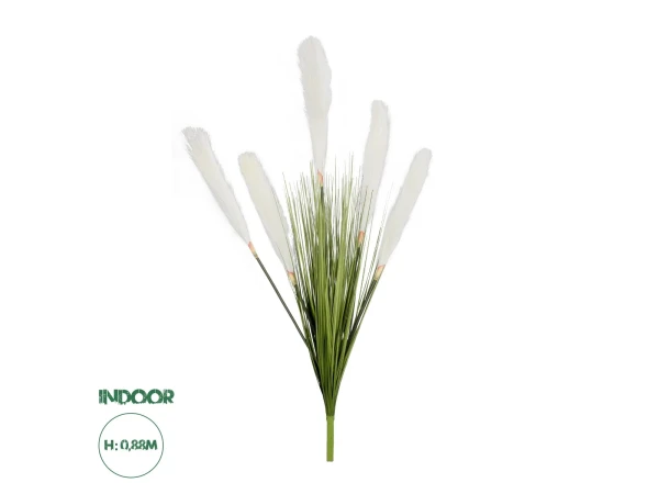 GloboStar® Artificial Garden WHITE PAMPAS GRASS BRANCH 21485 Τεχνητό Διακοσμητικό Κλαδί Λευκό Πάμπας Y88cm