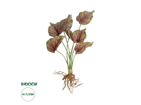 GloboStar® Artificial Garden BEGONIA LEAVES ROOTED 21490 Τεχνητό Διακοσμητικό Φυτό Πολύχρωμη Βιγόνια Μ25 x Π14 x Υ35cm