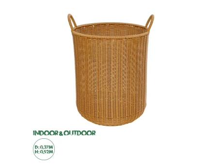 GloboStar® Artificial Garden TORINO 21492 Διακοσμητικό Πλεκτό Καλάθι - Κασπώ Γλάστρα - Flower Pot Μπεζ Φ37cm x Υ52cm