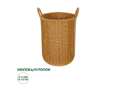 GloboStar® Artificial Garden TORINO 21493 Διακοσμητικό Πλεκτό Καλάθι - Κασπώ Γλάστρα - Flower Pot Μπεζ Φ31cm x Υ47cm