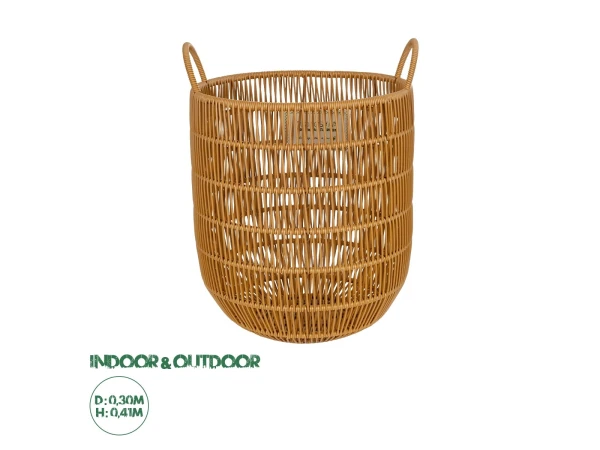 GloboStar® Artificial Garden OSAKA 21494 Διακοσμητικό Πλεκτό Καλάθι - Κασπώ Γλάστρα - Flower Pot Μπεζ Φ30cm x Υ41cm
