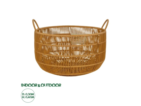 GloboStar® Artificial Garden COCOA 21495 Διακοσμητικό Πλεκτό Καλάθι - Κασπώ Γλάστρα - Flower Pot Μπεζ Φ30cm x Υ40cm