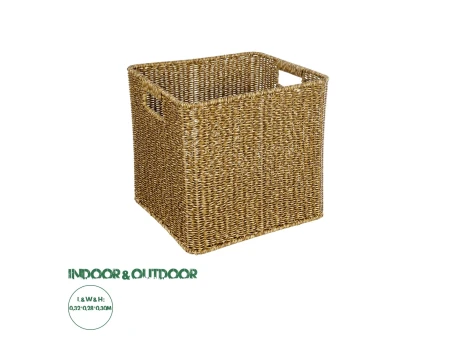 GloboStar® Artificial Garden SIENA 21497 Διακοσμητικό Πλεκτό Καλάθι - Κασπώ Γλάστρα - Flower Pot Μπεζ Μ32 x Π28 x Υ30cm