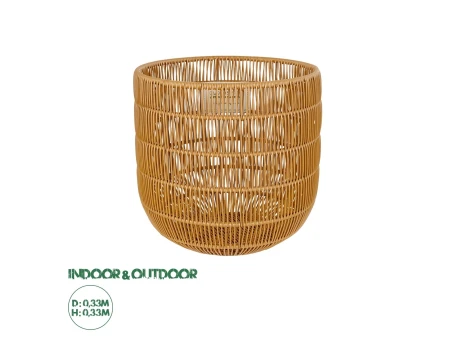 GloboStar® Artificial Garden DAKOTA 21498 Διακοσμητικό Πλεκτό Καλάθι - Κασπώ Γλάστρα - Flower Pot Μπεζ Φ33cm x Υ33cm