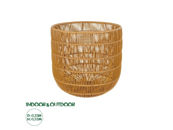 GloboStar® Artificial Garden DAKOTA 21498 Διακοσμητικό Πλεκτό Καλάθι - Κασπώ Γλάστρα - Flower Pot Μπεζ Φ33cm x Υ33cm