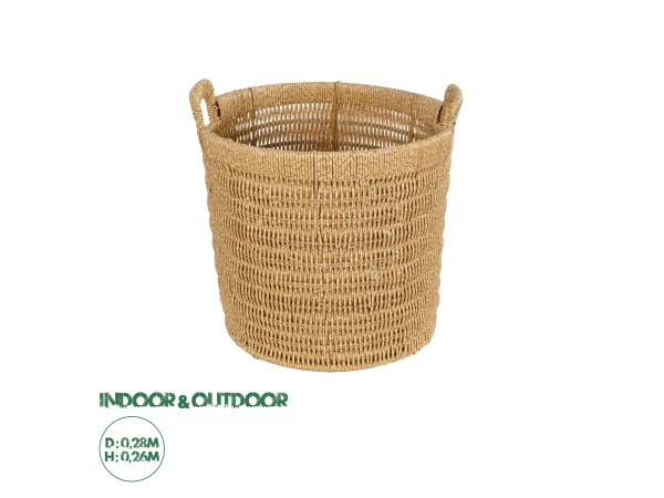 GloboStar® Artificial Garden BARBADOS 21499 Διακοσμητικό Πλεκτό Καλάθι - Κασπώ Γλάστρα - Flower Pot Μπεζ Μ28 x Π28 x Υ26cm