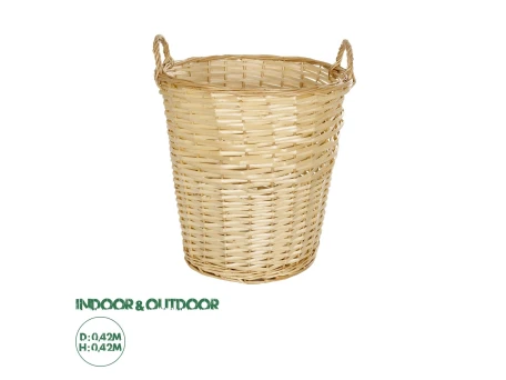 GloboStar® Artificial Garden ARIZONA 21504 Διακοσμητικό Πλεκτό Καλάθι - Κασπώ Γλάστρα - Flower Pot Μπεζ Φ42 x Υ42cm