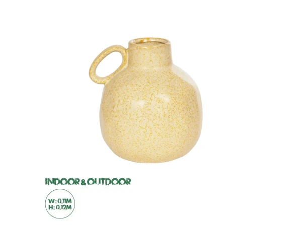 GloboStar® Artificial Garden SCHEELITE 21508 Διακοσμητικό Κεραμικό Βάζo Μπέζ Φ11 x Υ12 cm