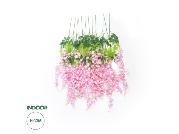 GloboStar® Artificial Garden PALE PINK WISTERIA FLOWER BRANCH 21511 Σετ 12 Τεχνητά Διακοσμητικά κλαδιά Βιστέριας Απαλό Ροζ Φ45 x Υ120cm