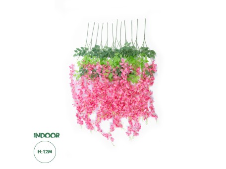 GloboStar® Artificial Garden HOT PINK WISTERIA FLOWER BRANCH 21512 Σετ 12 Τεχνητά Διακοσμητικά κλαδιά Βιστέριας Έντονο Ροζ Φ45 x Υ120cm