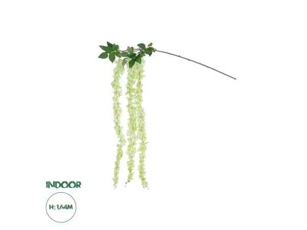 GloboStar® Artificial Garden GREEN WISTERIA FLOWER BRANCH 21520 Τεχνητό Διακοσμητικό κλαδί Βιστέρια Πράσινο Φ45 x Υ164cm