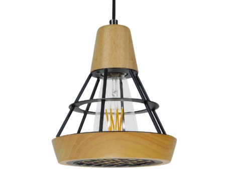 GLOBOSTAR® AKRON 10001133 Μοντέρνο Κρεμαστό Φωτιστικό Οροφής με Ντουί 1 x E27 AC 220-240V IP20 - Μπεζ & Μαύρο - Μ19 x Π19 x Υ22cm