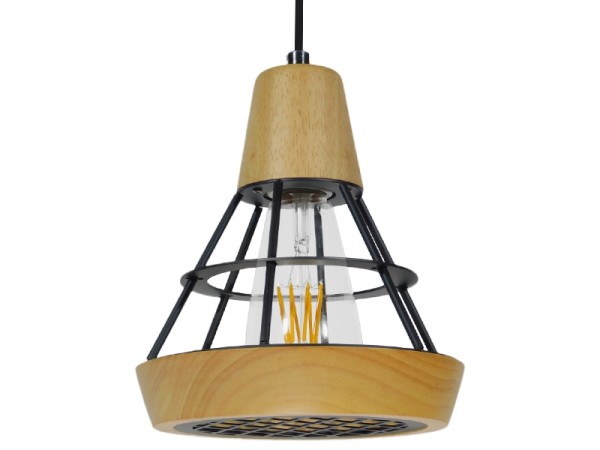 GLOBOSTAR® AKRON 10001133 Μοντέρνο Κρεμαστό Φωτιστικό Οροφής με Ντουί 1 x E27 AC 220-240V IP20 - Μπεζ & Μαύρο - Μ19 x Π19 x Υ22cm