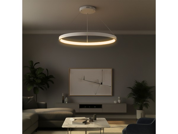 kelvo® NEMESIS KLV-101-0215 Κρεμαστό Φωτιστικό Οροφής LED 75W 7500lm 180° AC 220-240V IP20 Ρυθμιζόμενο Λευκό CCT με Χειριστήριο από 2700K έως 6000K Dimmable - Lumileds SMD Chip - Λευκό Ματ - Μ100 x Π100 x Υ4cm - 3 Χρόνια Εγγύηση