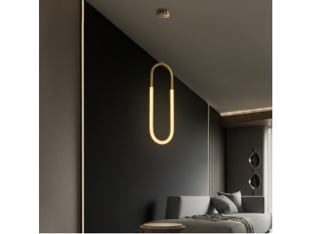 kelvo® GLOW KLV-101-0176 Κρεμαστό Φωτιστικό Οροφής LED 18W 1800lm 360° AC 220-240V IP20 Ρυθμιζόμενο Λευκό CCT με On/Off 2700K/4500K/6000K - Lumileds SMD Chip - Χρυσό Πλατίνα - Μ20 x Π2.5 x Υ60cm - 3 Χρόνια Εγγύηση