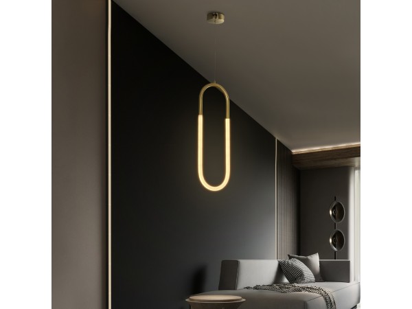 kelvo® GLOW KLV-101-0176 Κρεμαστό Φωτιστικό Οροφής LED 18W 1800lm 360° AC 220-240V IP20 Ρυθμιζόμενο Λευκό CCT με On/Off 2700K/4500K/6000K - Lumileds SMD Chip - Χρυσό Πλατίνα - Μ20 x Π2.5 x Υ60cm - 3 Χρόνια Εγγύηση