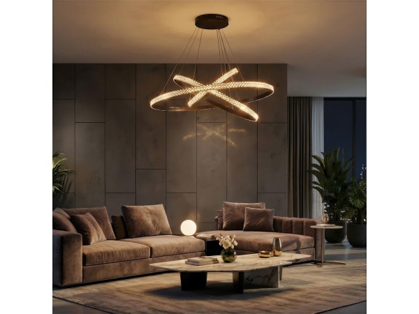 kelvo® DIAMOND KLV-101-0139-V2 Κρεμαστό Φωτιστικό Οροφής LED 120W 12000lm 180° AC 220-240V IP20 Ρυθμιζόμενο Λευκό CCT με Χειριστήριο από 2700K έως 6000K Dimmable - Lumileds SMD Chip - Μαύρο Ματ - Μ80 x Π80 x Υ80cm - 3 Χρόνια Εγγύηση