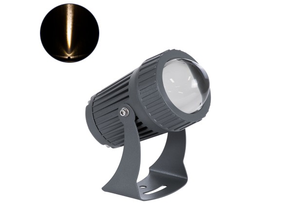 GLOBOSTAR® SPOTFENIA 90135 Αρχιτεκτονικό Σποτ Φωτισμου LED 10W 1100lm 5° DC 24V Αδιάβροχο IP65 Θερμό Λευκό 2700K Dimmable - Bridgelux COB Chip - Γκρι Ανθρακί - Μ7 x Π7 x Υ12cm - 3 Χρόνια Εγγύηση