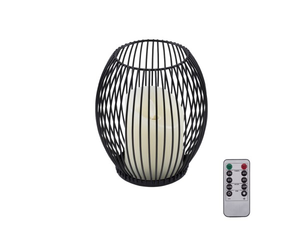 GloboStar® CANDLE 76495 Διακοσμητικό Realistic Κερί με LED Εφέ Κινούμενης Φλόγας - Μπαταρίας 2 x AA (Δεν Συμπεριλαμβάνονται) & Ασύρματο Χειριστήριο IR Θερμό Λευκό 2700K Dimmable Μαύρο Φ14 x Υ16cm