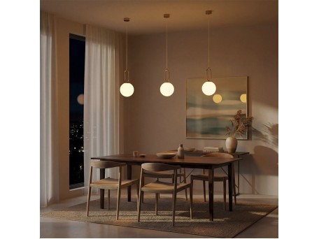 kelvo® BELLISSIMO KLV-101-0376 Κρεμαστό Φωτιστικό Οροφής για Λάμπα με Ντουί E27 AC 220-240V IP20 - Χρυσό Βούρτσας Πλατίνα & Λευκό - Μ20 x Π20 x Υ42cm