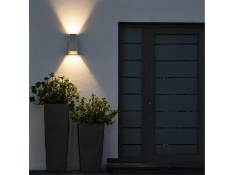 kelvo® FLUX KLV-101-0120 Φωτιστικό Τοίχου / Απλίκα LED 6W 750lm 30° AC 220-240V Αδιάβροχο IP65 Θερμό Λευκό 2700K - Bridgelux COB Chip & TÜV SÜD Driver - Γκρι Ανθρακί Ματ - Μ5 x Π8.5 x Υ17cm - 5 Χρόνια Εγγύηση