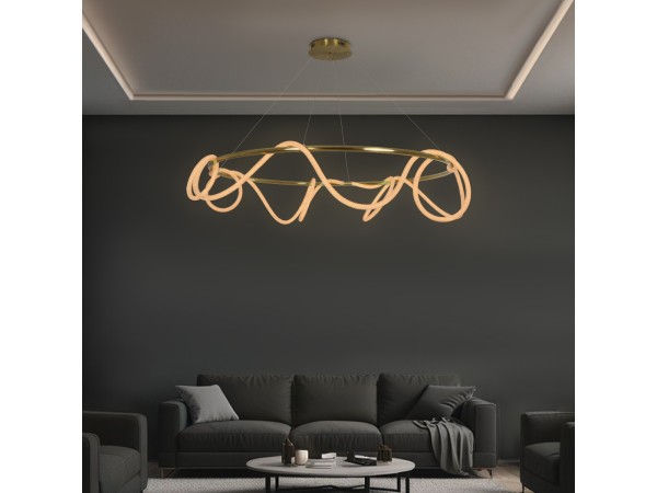 kelvo® GLOW KLV-101-0165 Κρεμαστό Φωτιστικό Οροφής LED 100W 10000lm 360° AC 220-240V IP20 Ρυθμιζόμενο Λευκό CCT με Χειριστήριο από 2700K έως 6000K Dimmable - Lumileds SMD Chip - Χρυσό Πλατίνα - Μ150 x Π150 x Υ100cm - 3 Χρόνια Εγγύηση kelvo® GLOW KLV-101-0165 Κρεμαστό Φωτιστικό Οροφής LED 100W 10000lm 360° AC 220-240V IP20 Ρυθμιζόμενο Λευκό CCT με Χειριστήριο από 2700K έως 6000K Dimmable - Lumileds SMD Chip - Χρυσό Πλατίνα - Μ150 x Π150 x Υ100cm - 3 Χρόνια Εγγύηση