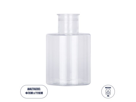 GloboStar® GRACE 35608 Διακοσμητικό Βάζο Πλαστικό Διάφανο Φ7 x Υ11cm