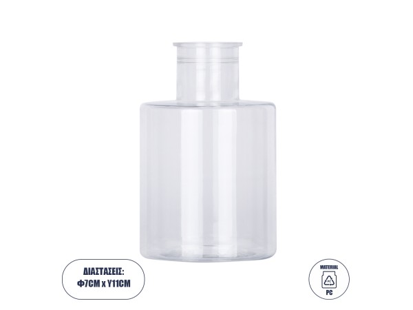 GloboStar® GRACE 35608 Διακοσμητικό Βάζο Πλαστικό Διάφανο Φ7 x Υ11cm