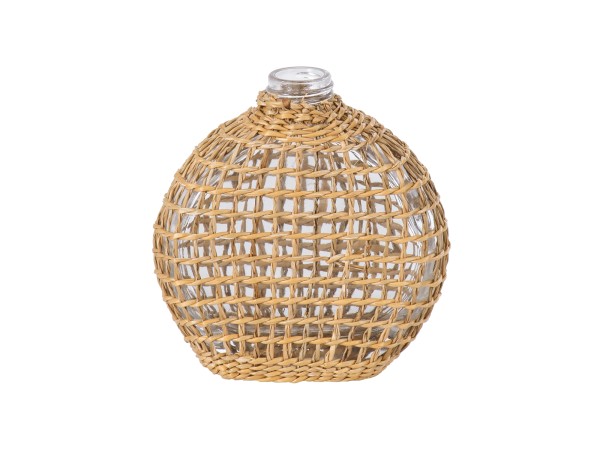 GloboStar® MANDY 35624 Διακοσμητικό Βάζο Γυάλινο Διάφανο με Μπαμπού Μ10.5 x Π4 x Υ11cm