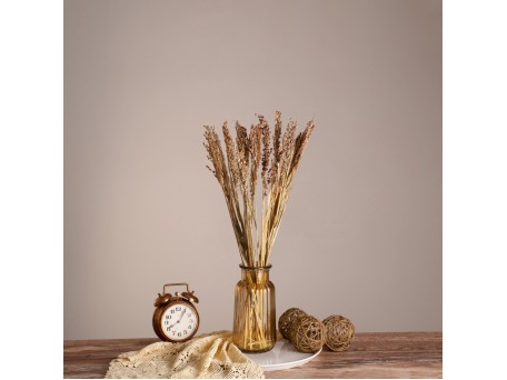 GloboStar® BROOMCORN 36540 Αποξηραμένο Φυτό Γλυκό Σόργο - Μπουκέτο Διακοσμητικών Κλαδιών Μπεζ - Καφέ Υ60cm - Σετ 20 τμχ