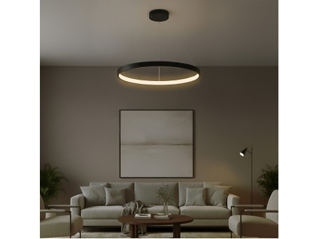 kelvo® NEMESIS KLV-101-0211 Κρεμαστό Φωτιστικό Οροφής LED 67W 6700lm 180° AC 220-240V IP20 Ρυθμιζόμενο Λευκό CCT με Χειριστήριο από 2700K έως 6000K Dimmable - Lumileds SMD Chip - Μαύρο Ματ - Μ80 x Π80 x Υ4cm - 3 Χρόνια Εγγύηση