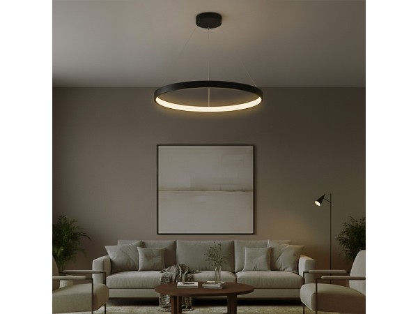 kelvo® NEMESIS KLV-101-0211 Κρεμαστό Φωτιστικό Οροφής LED 67W 6700lm 180° AC 220-240V IP20 Ρυθμιζόμενο Λευκό CCT με Χειριστήριο από 2700K έως 6000K Dimmable - Lumileds SMD Chip - Μαύρο Ματ - Μ80 x Π80 x Υ4cm - 3 Χρόνια Εγγύηση