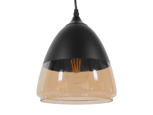 GLOBOSTAR® OLIVER 10001231 Vintage Κρεμαστό Φωτιστικό Οροφής με Ντουί 1 x E27 AC 220-240V IP20 - Μαύρο & Μελί - Μ20 x Π20 x Υ21cm